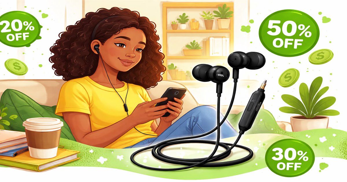 amazon basics earbuds in use